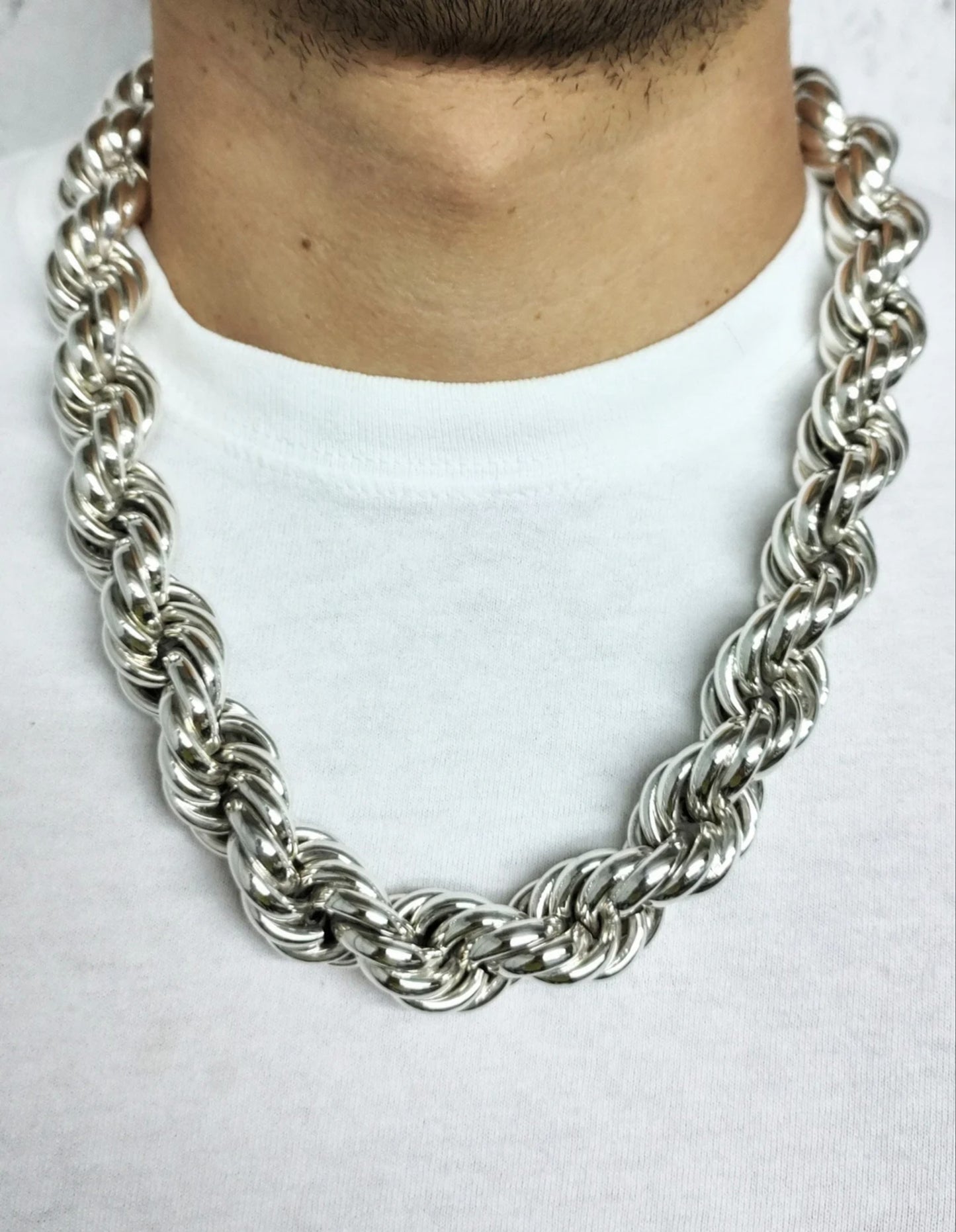 925 Sterling Silver Chunky Rope Necklace