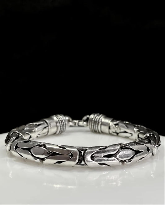 Mens Heavy byzantine chain -sterling silver heavy bracelet