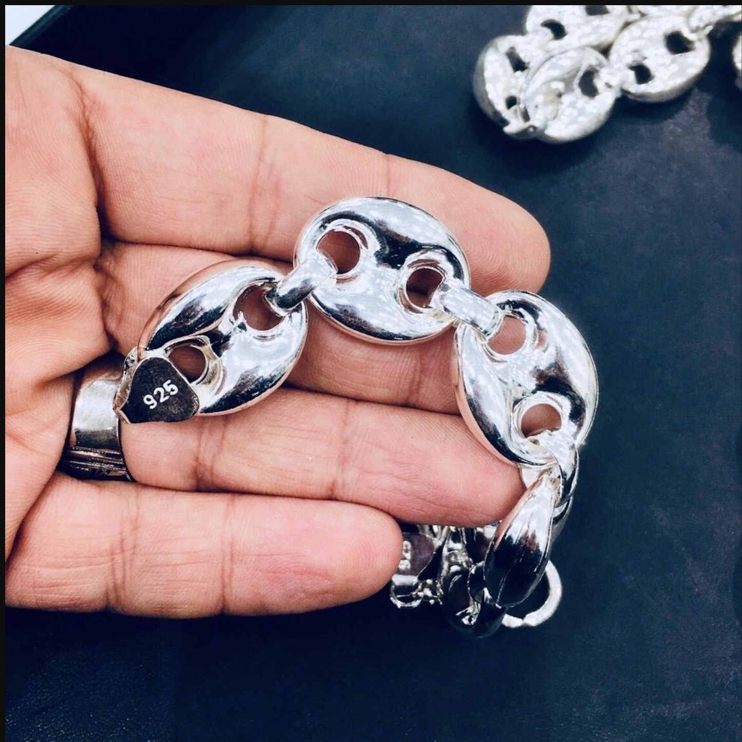 925 Sterling Silver Heavy Jumbo Link Bracelet Men's