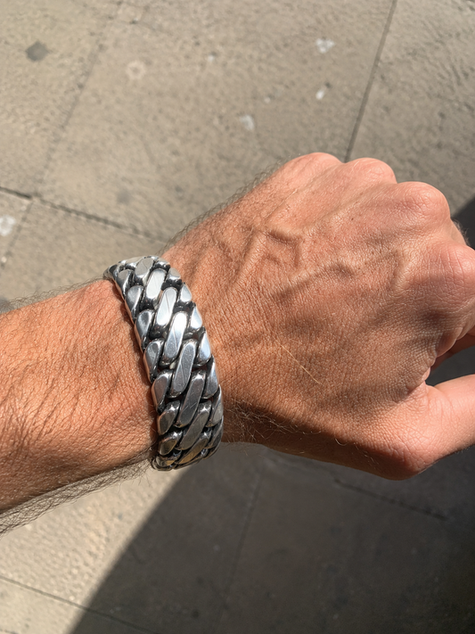 Heavy bracelet snake men's 925 sterling silver