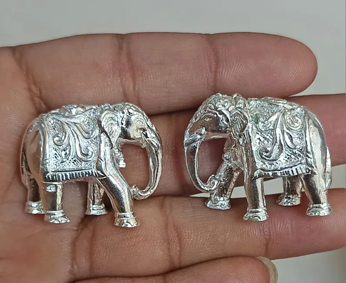925 Solid Sterling Silver Lucky Elephant Charm Pair