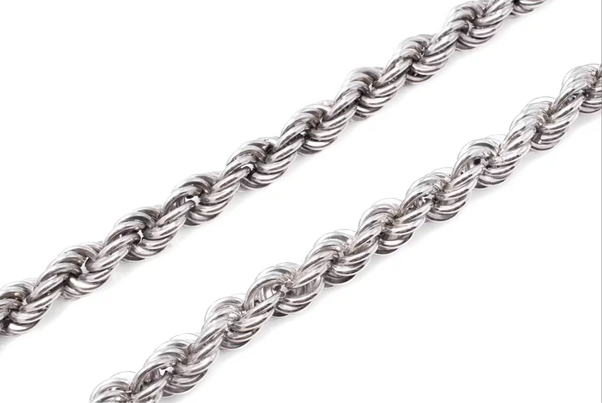 Solid 925 Sterling Silver Rope chain Men's