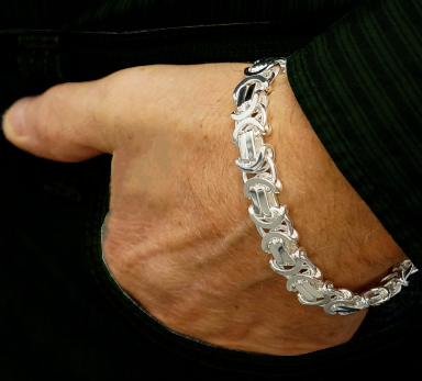 NEW Mens Byzantine Euro King Flat Bracelet 925 Silver Sterling 60GR 8.5 Inch