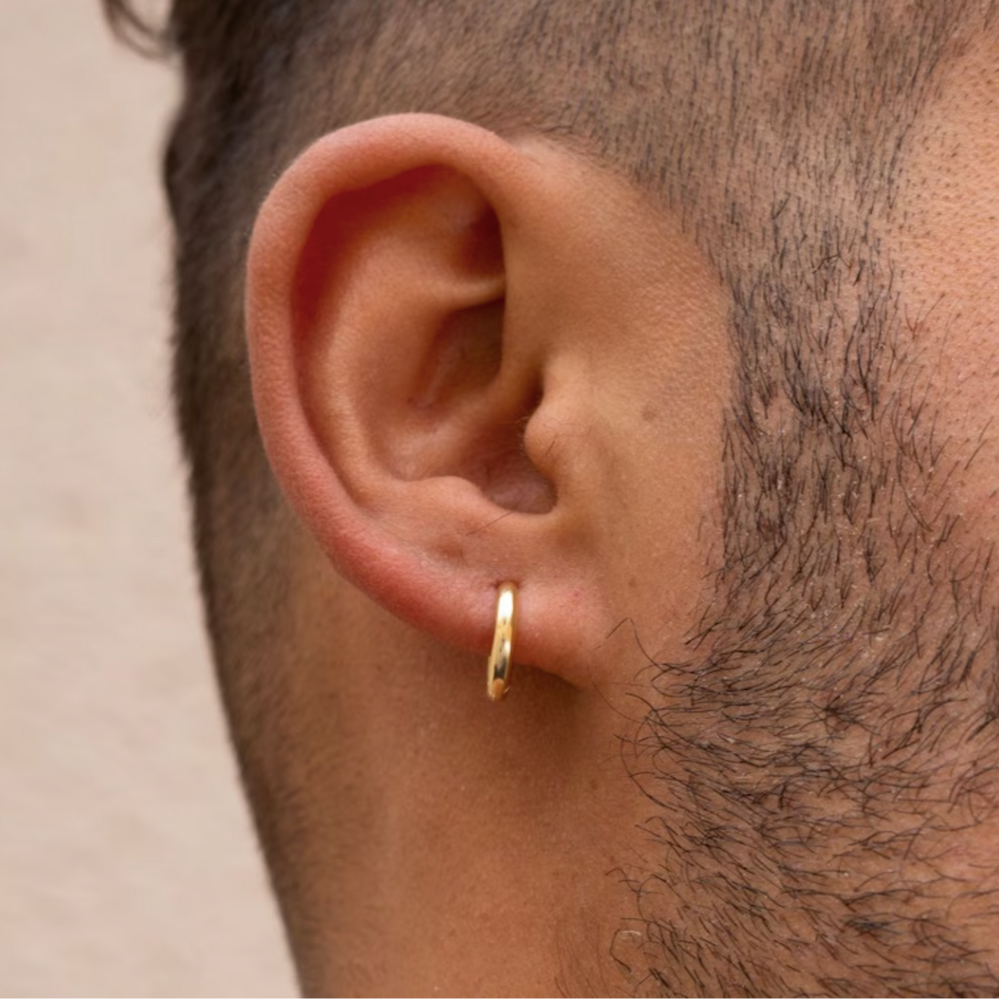 Real 18K Gold Mini Hoop Earrings Men's