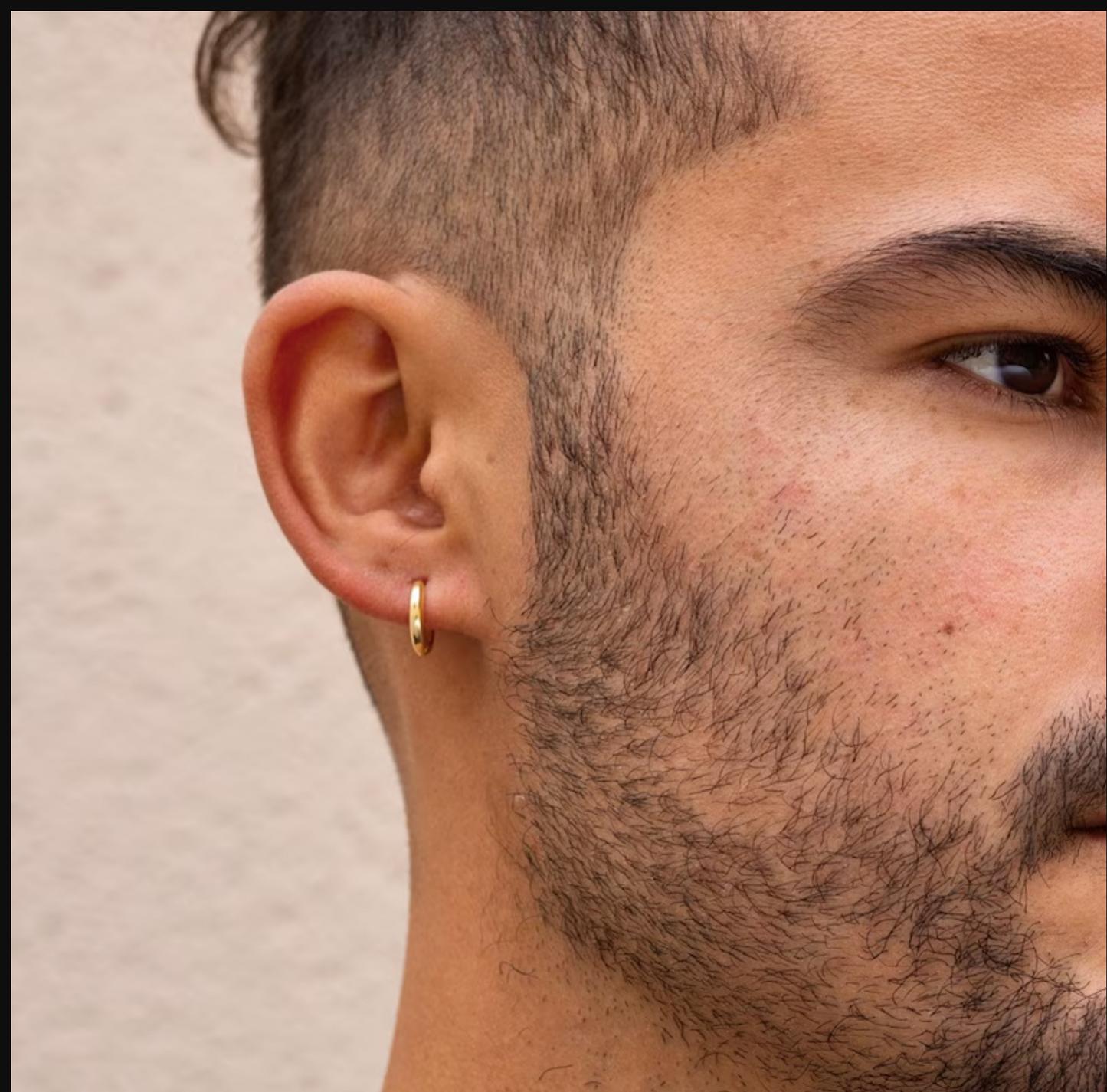 Real 18K Gold Mini Hoop Earrings Men's