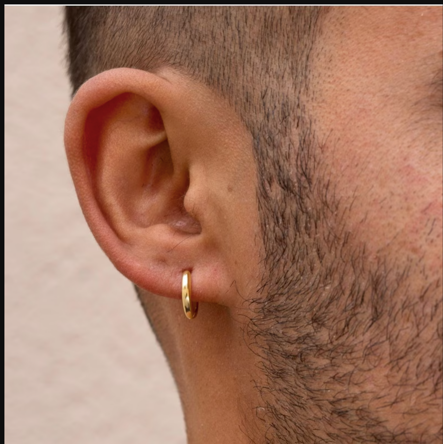 Real 18K Gold Mini Hoop Earrings Men's