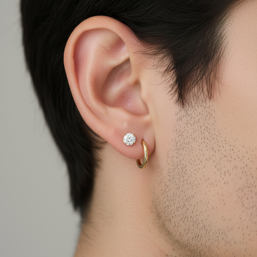 18k Gold Hoop Earrings 12mm