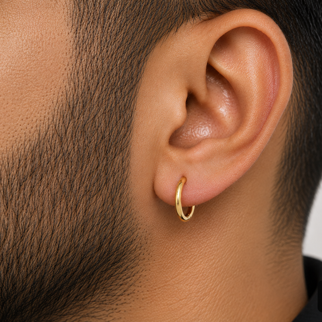 18k gold hoop earrings men's