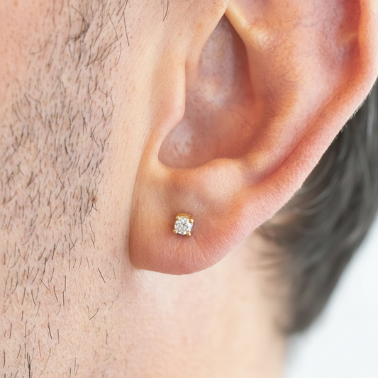 men diamond 14k gold stud