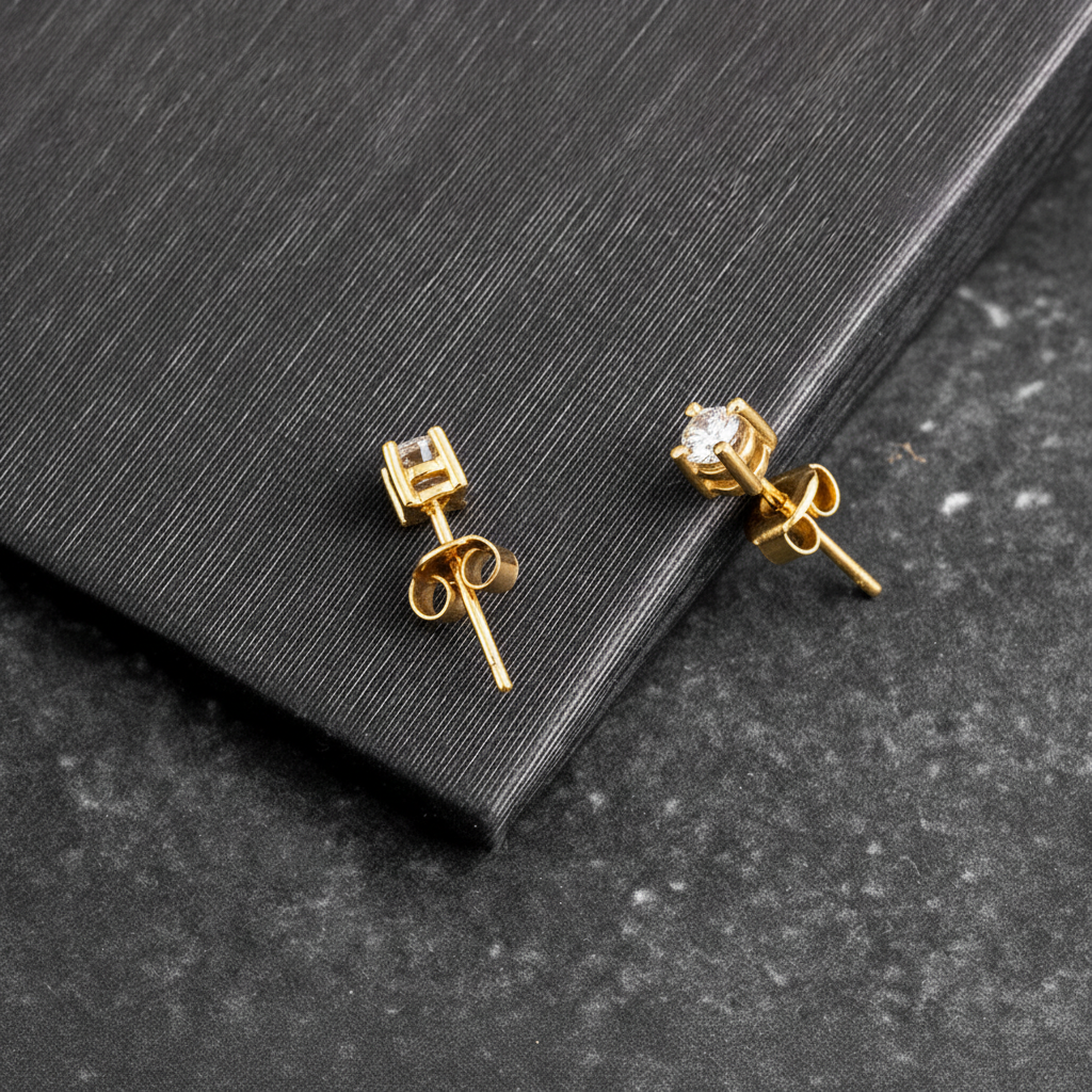 men diamond 14k gold stud