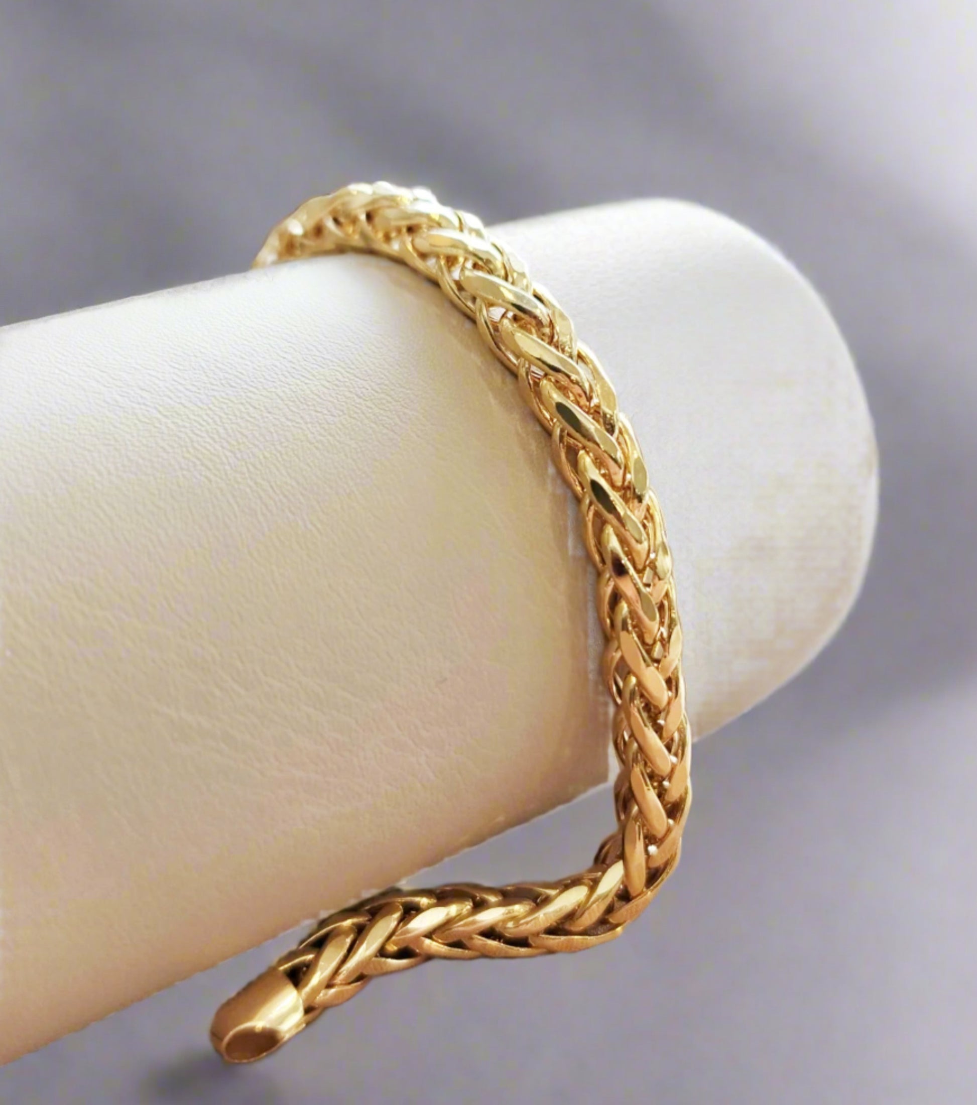 18K Solid Gold Mesh Bracelet, Real 18K Yellow Gold Round Mesh Link Bracelet, Charm Bracelet, 4.30mm width_7.5", Gold Bracelet for Him/Her!