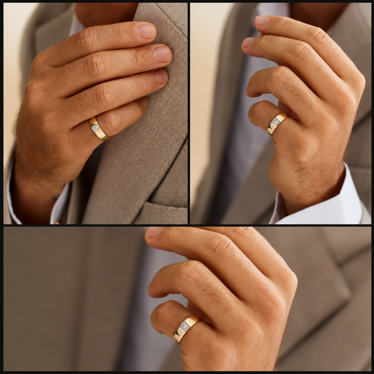 Men's 14k Gold Sleek Design Diamond Ring