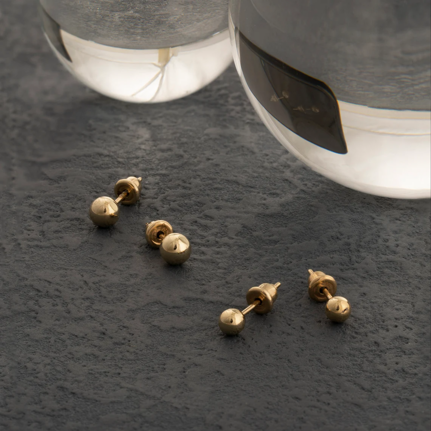 Mens 18k gold ball earrings