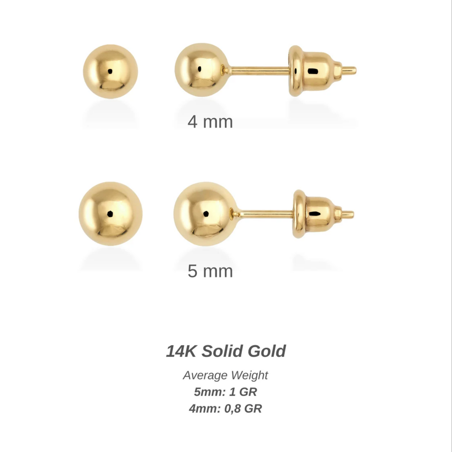 Mens 18k gold ball earrings