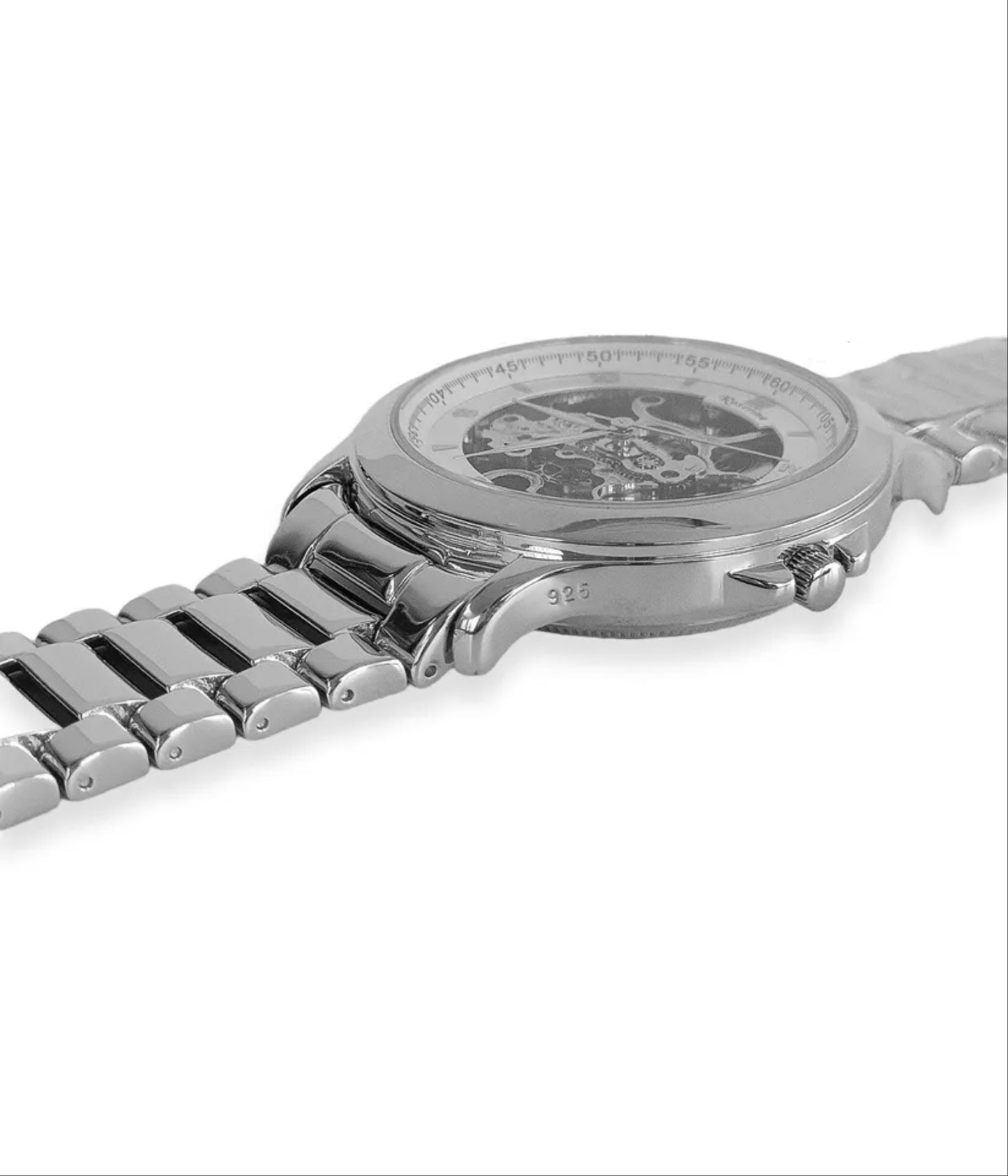 925 Sterling silver Automatic Men's Round Watch Unique Link Bracelet