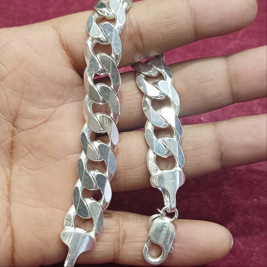 13mm,8inches,grams,solid 925 pure silver hand made cuban link