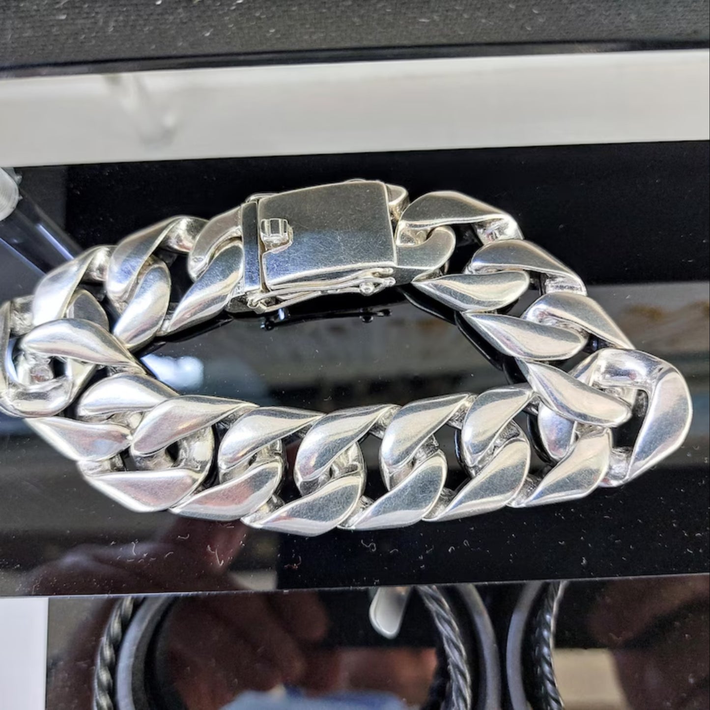 Schweres silbernes großes Gliederarmband für Herren