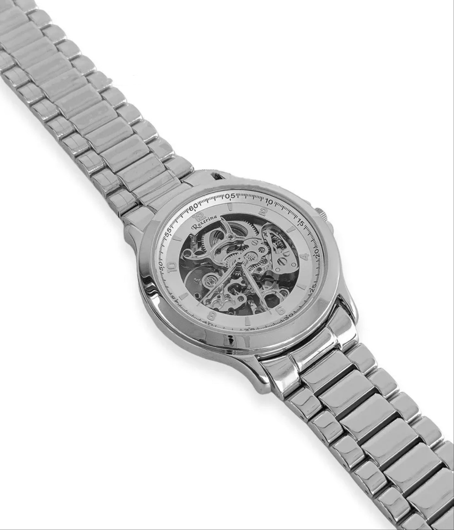 925 Sterling silver Automatic Men's Round Watch Unique Link Bracelet