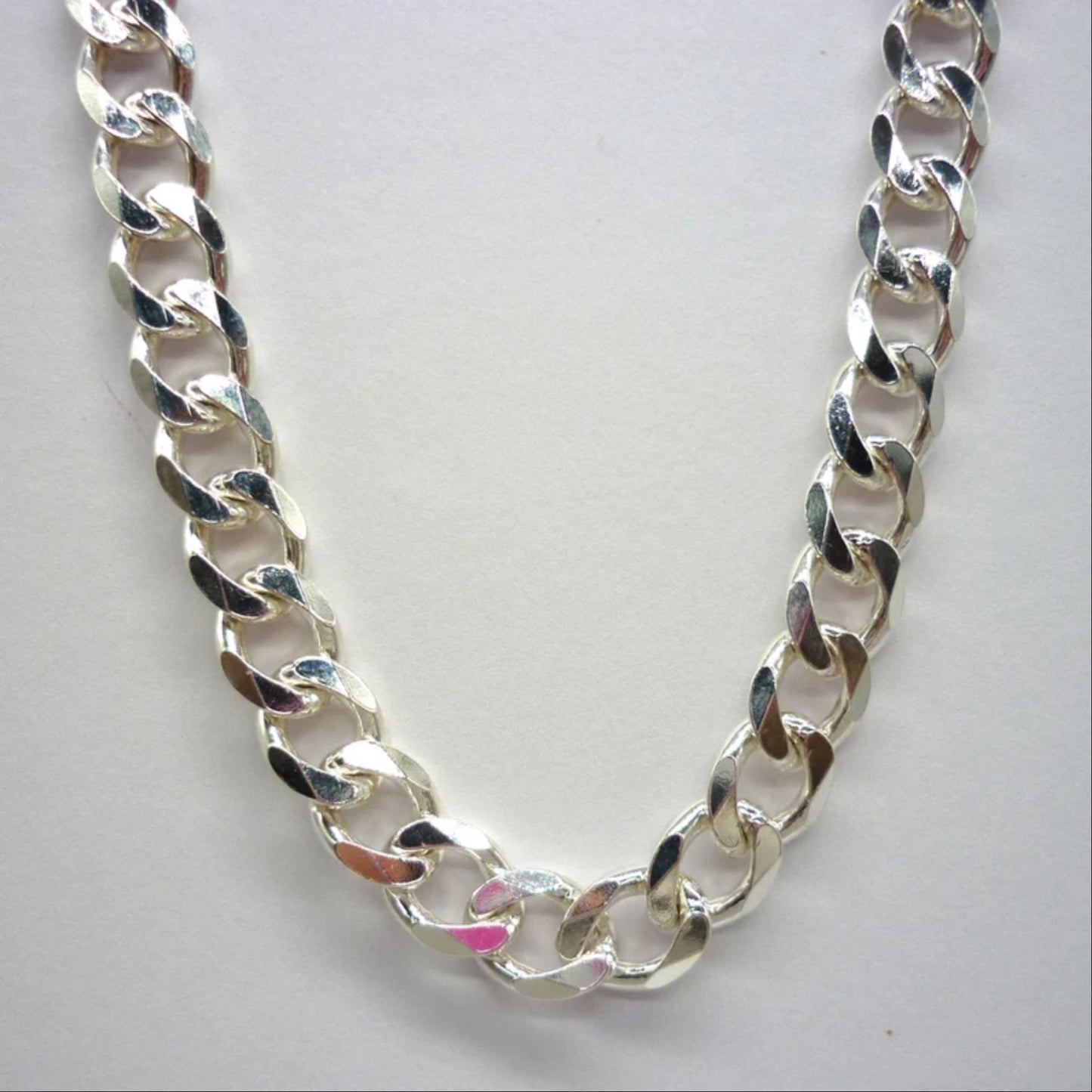 Diamond Cut Silver Curb Chain Thick Chunky Necklace 200gr