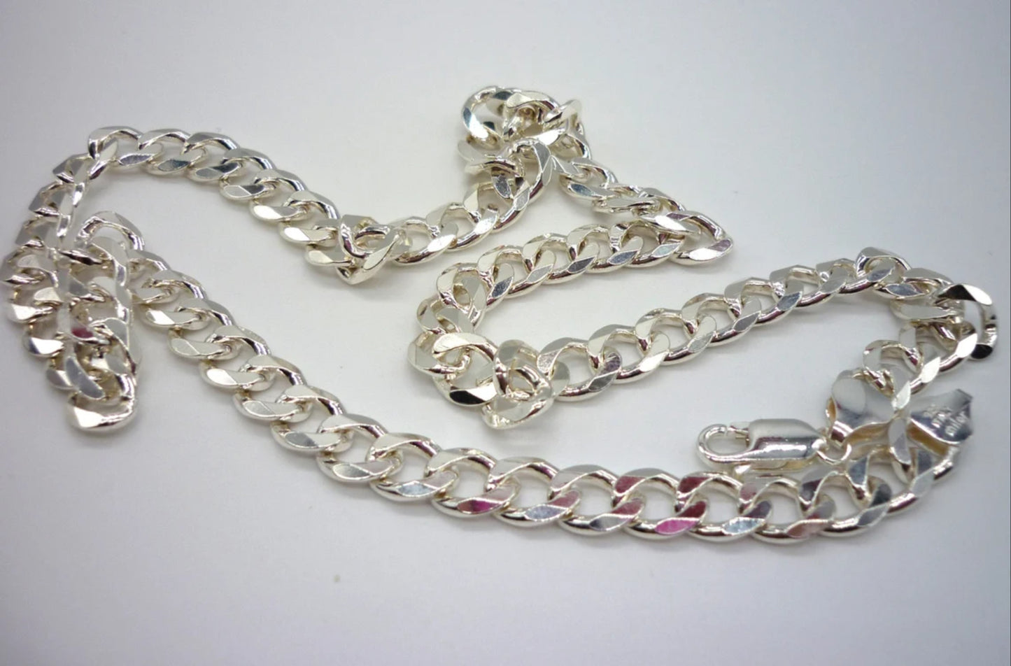 Diamond Cut Silver Curb Chain Thick Chunky Necklace 200gr