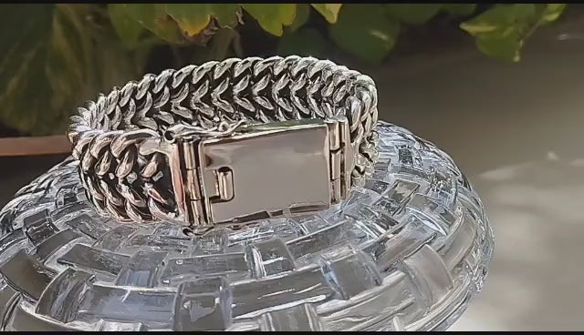 Herringbone Men’s Silver Bracelet - Quality Unique Piece.