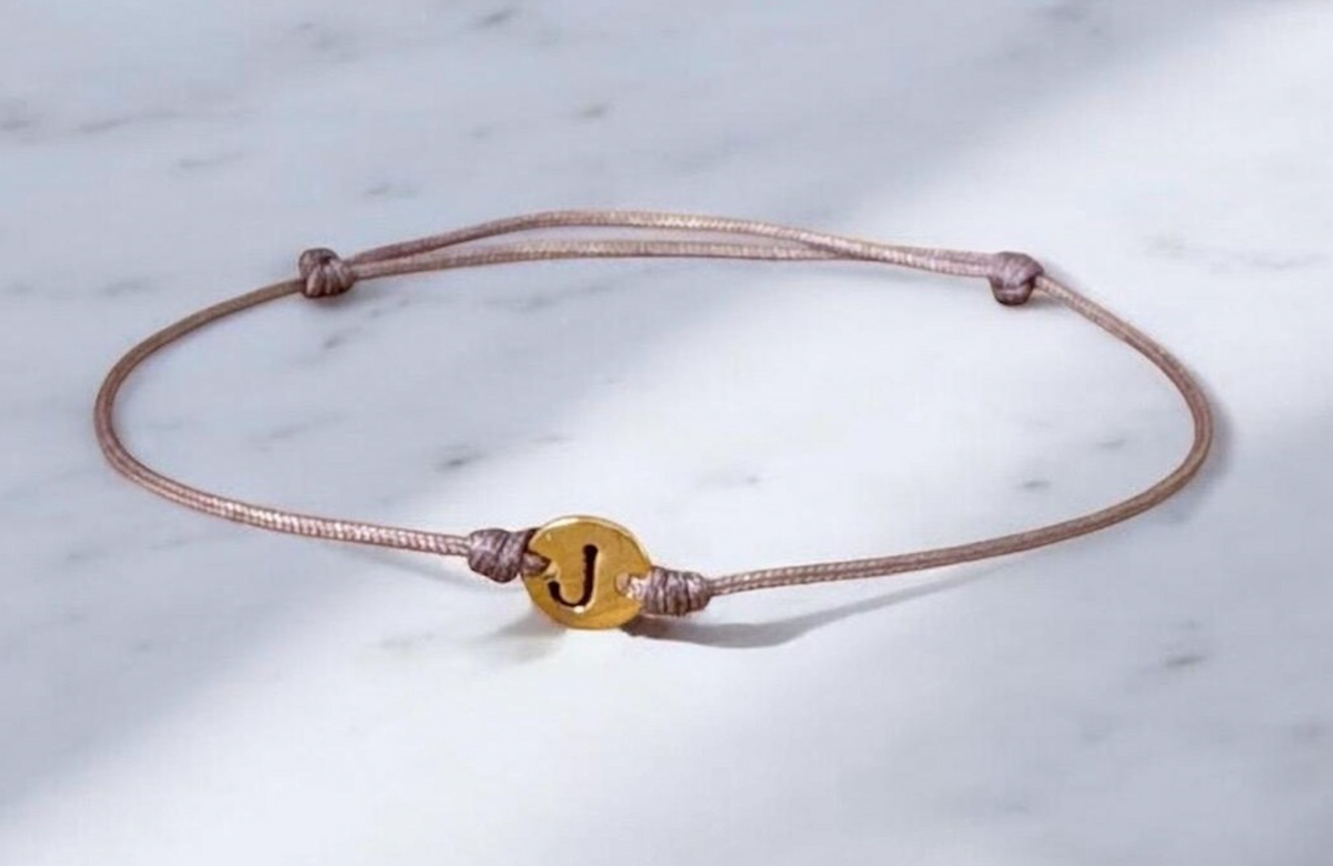 Real 18k Gold Custom Letter Gift Bracelet Men's