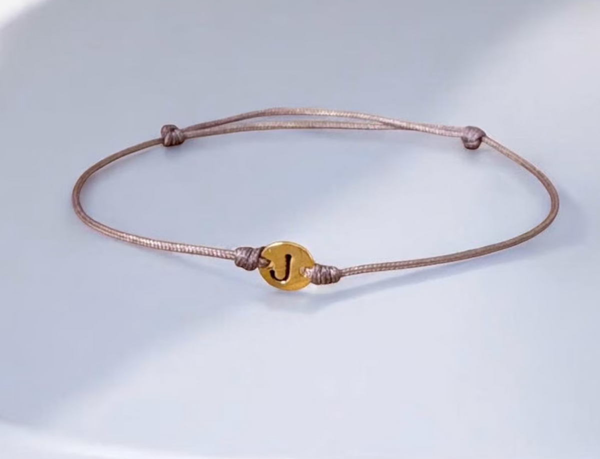Real 18k Gold Custom Letter Gift Bracelet Men's