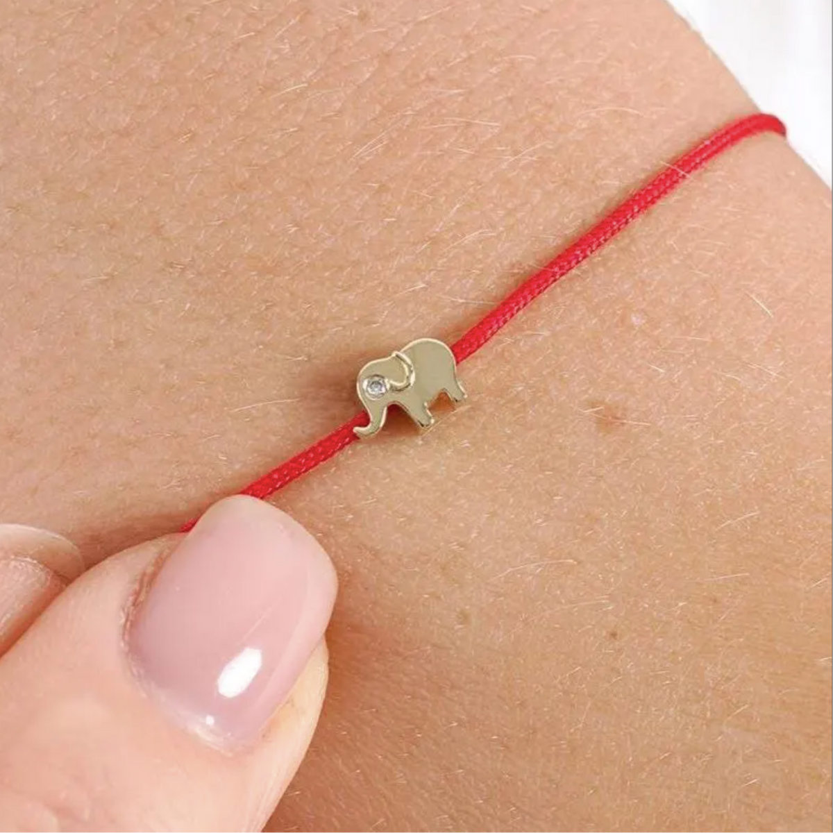 Real 18K Gold Elephant Charm Bracelet