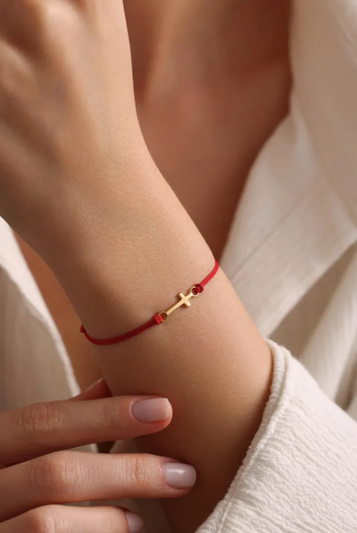 Real 18k Gold Cross Bracelet 15mm