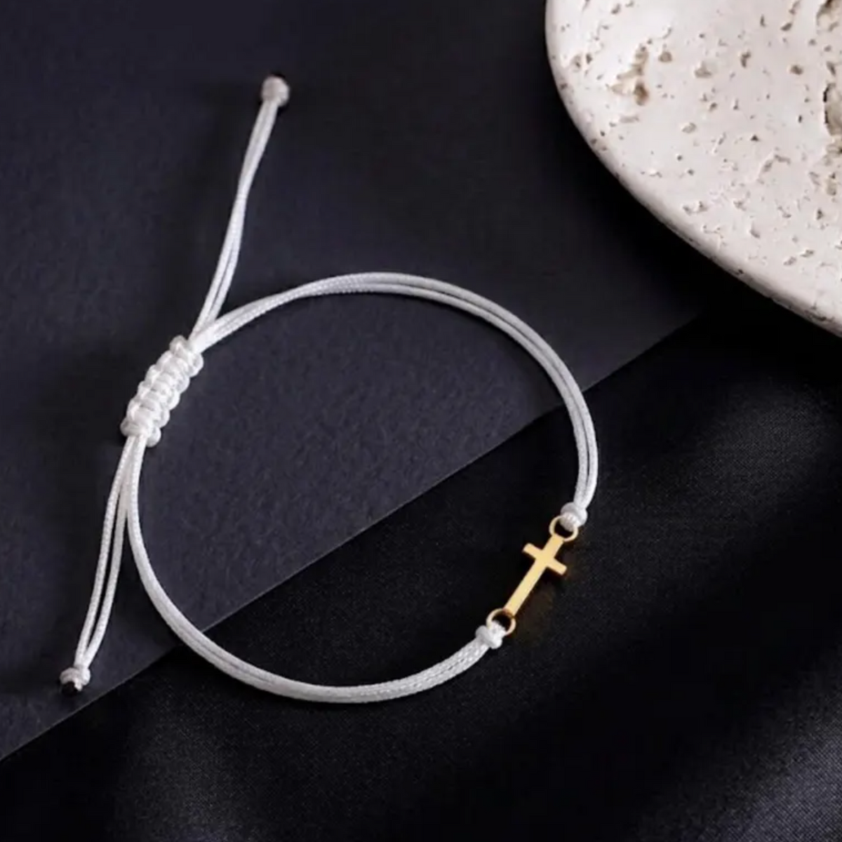 Real 18k Gold Cross Bracelet 15mm