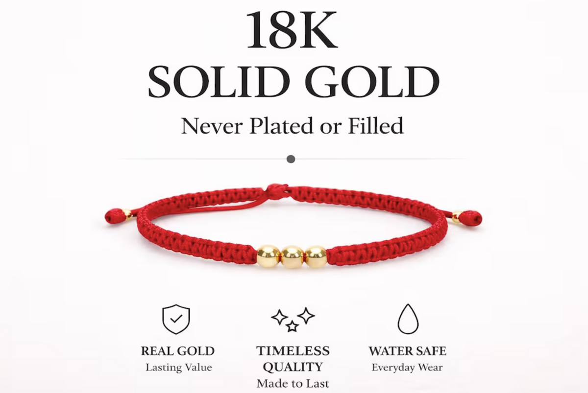 Real 18k Gold Beaded Bracelet Men's