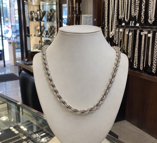 Solid 925 Sterling Silver Rope chain Men's