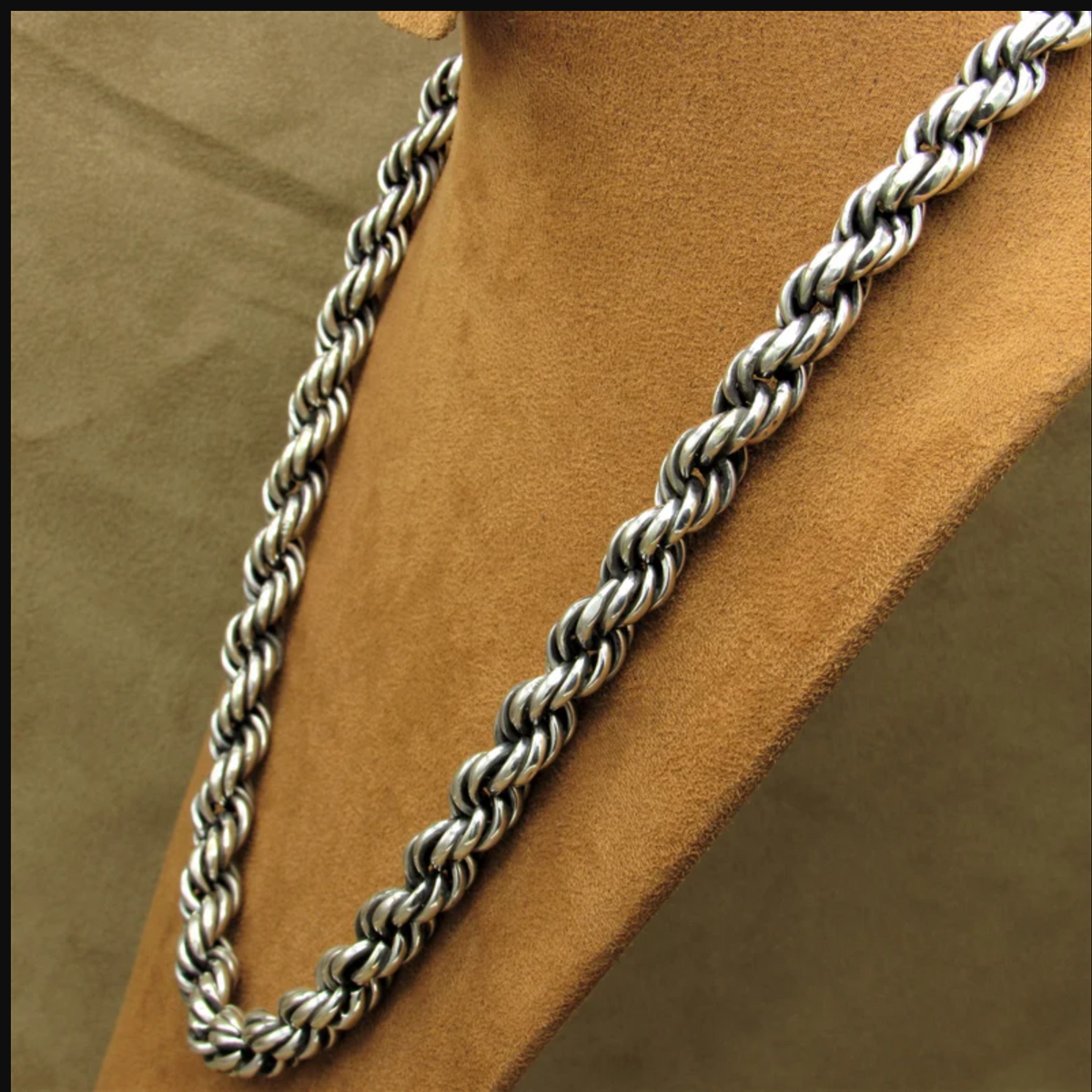 Real Solid 925 Silver Rope Chain Men's