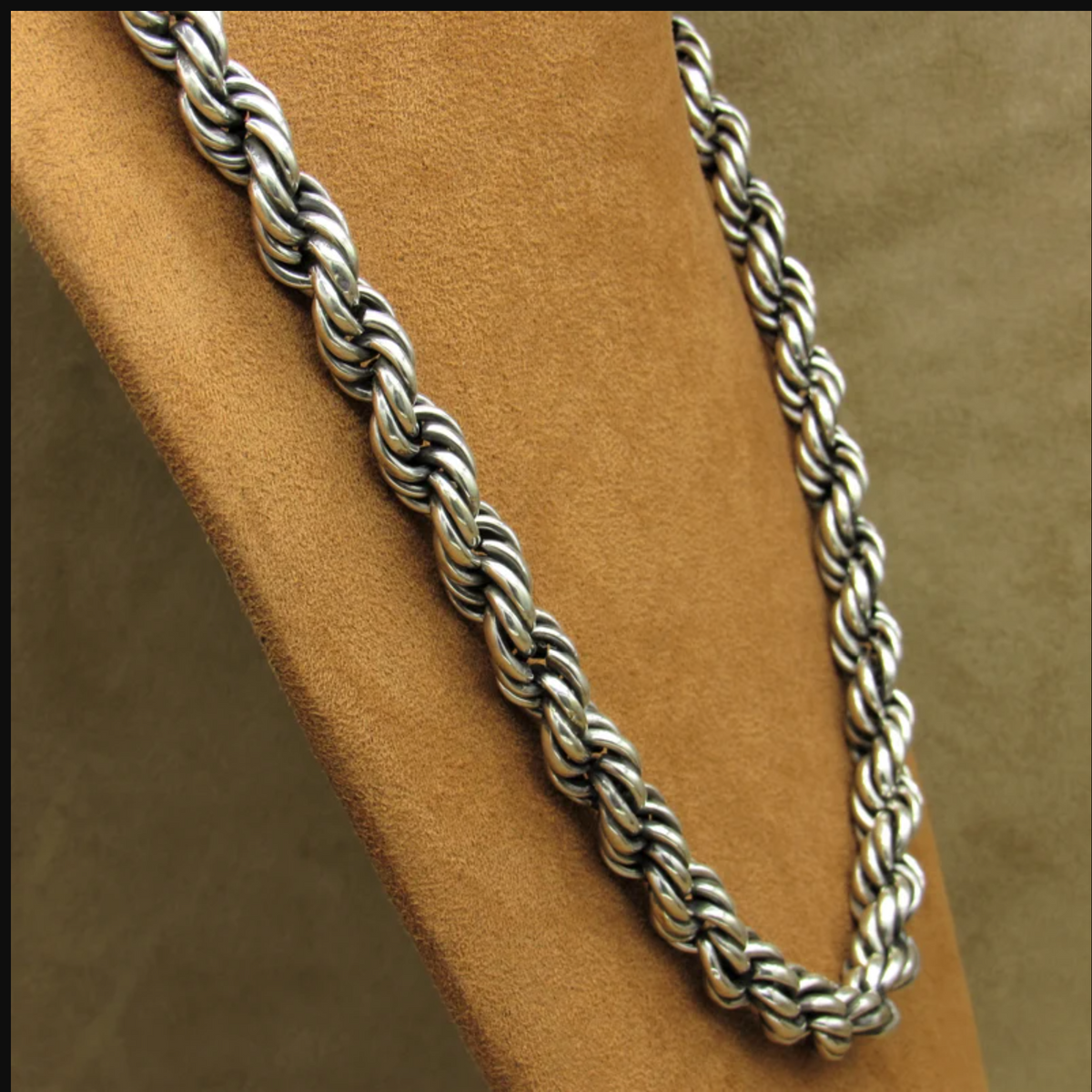 Real Solid 925 Silver Rope Chain Men's