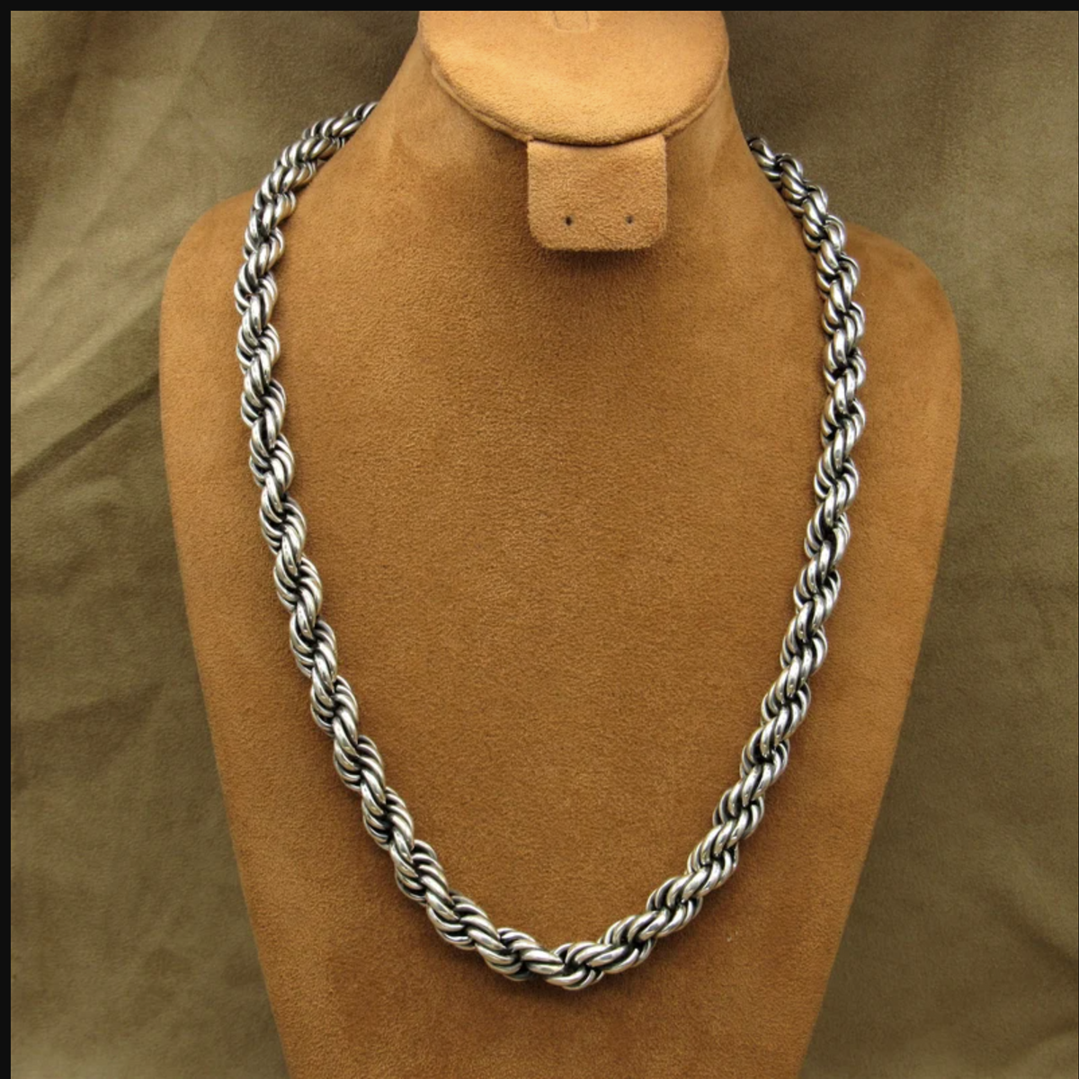 Real Solid 925 Silver Rope Chain Men's
