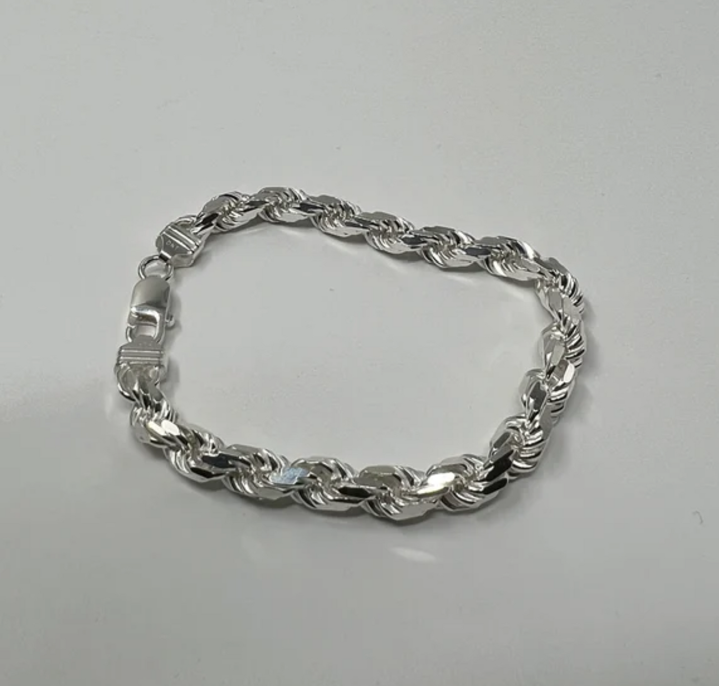 Sterling Silber Seil Kettenarmband, Echtes Silber Seil Armband, handgemachte Layering Kette, Massiver Silberschmuck für Mann und Frau, Geschenk für Ihn