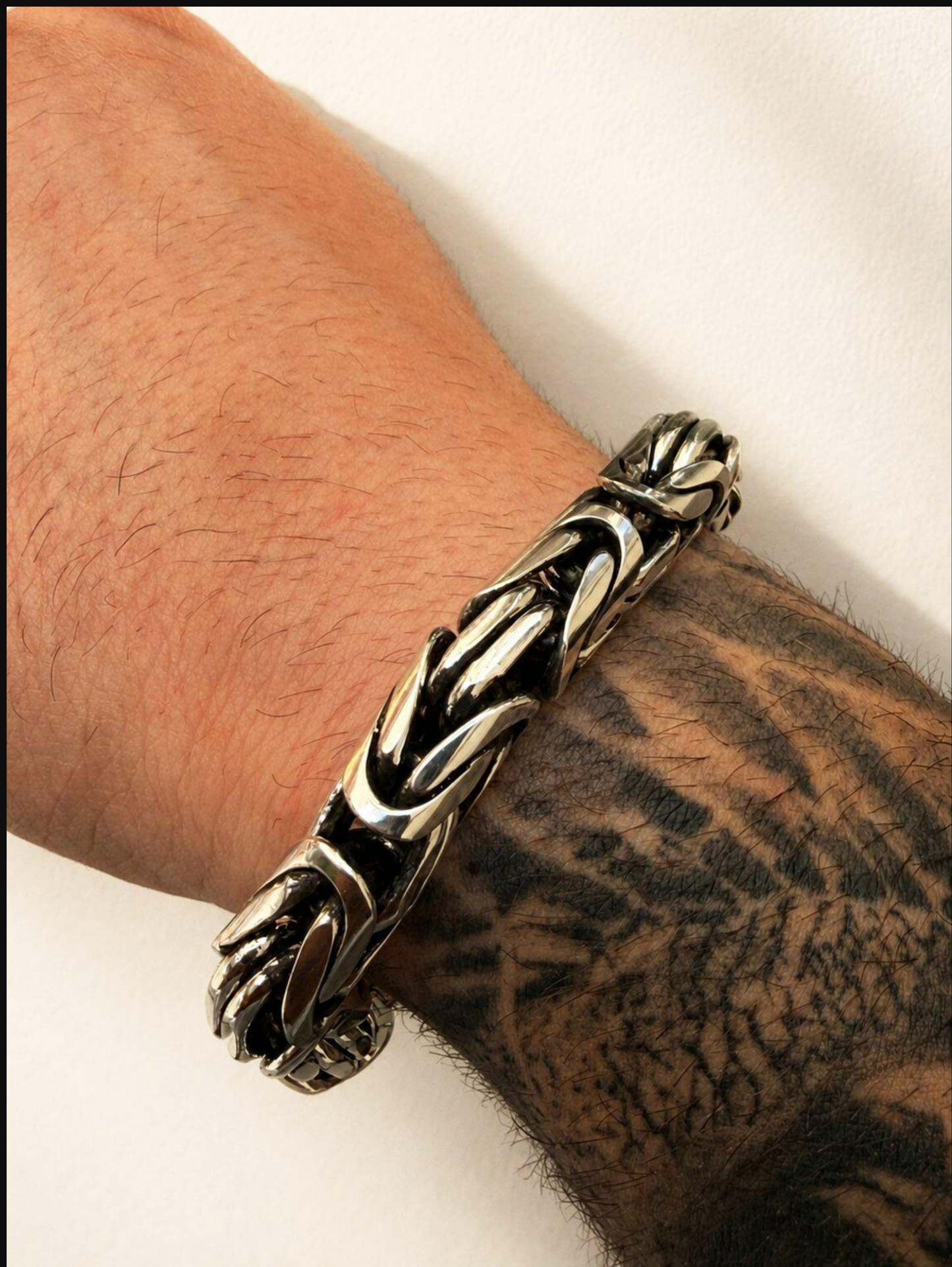 Heavy 925 Sterling Silver Byzantine Bracelet Men