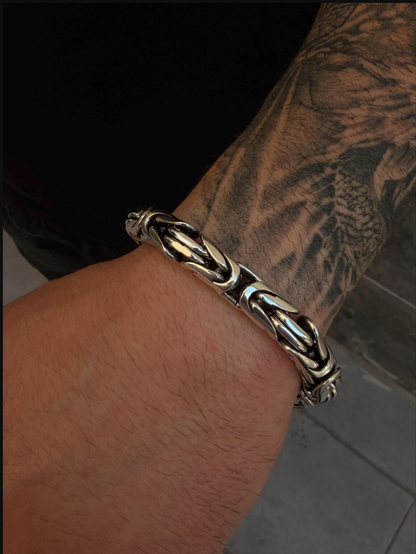 Heavy 925 Silver Byzantine Bracelet Men's KKRB12