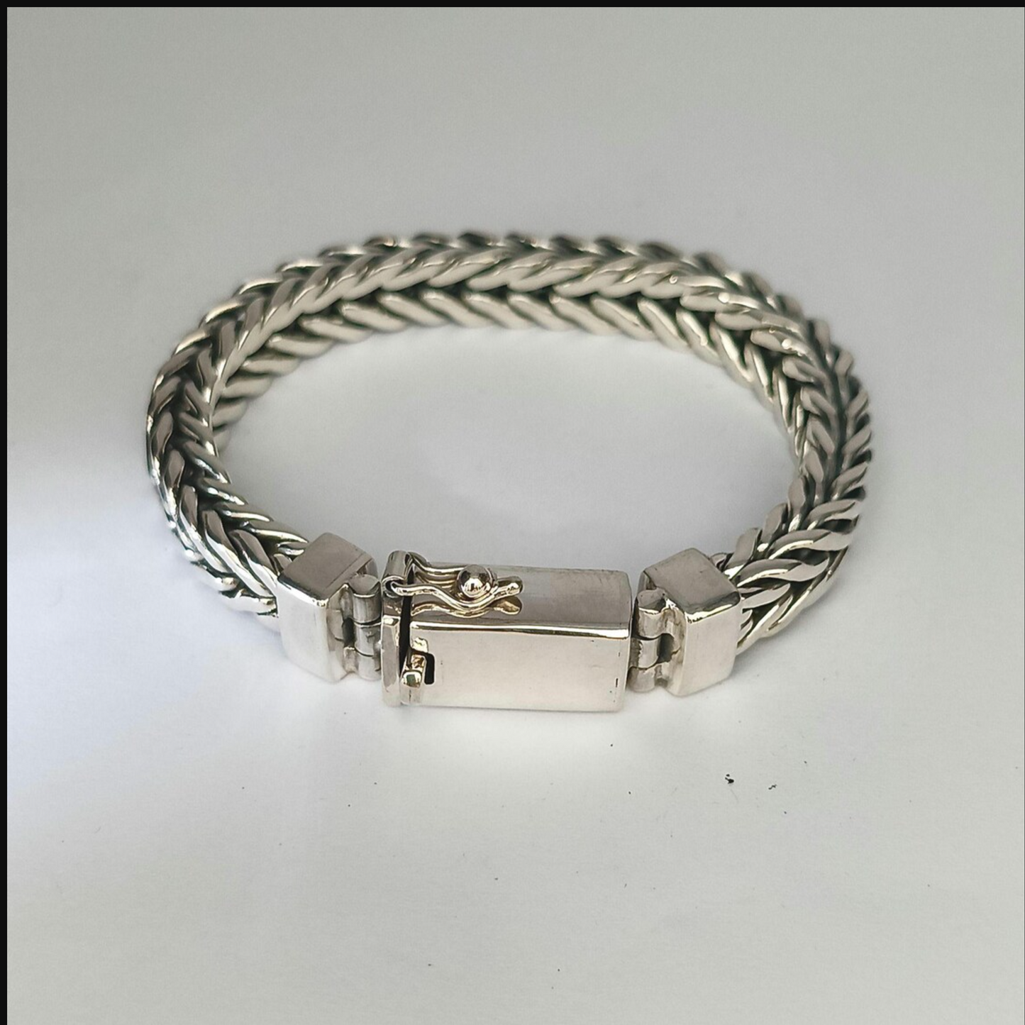 10mm Pure 925 Silver Fox Link Bracelet Men's