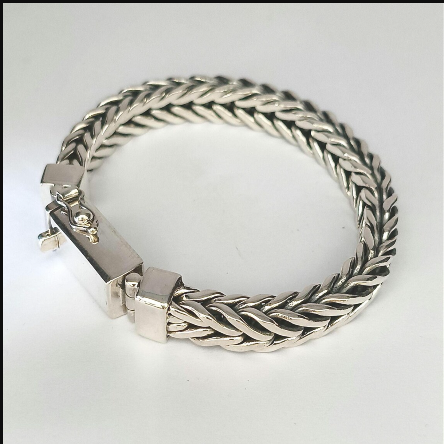 10mm Pure 925 Silver Fox Link Bracelet Men's