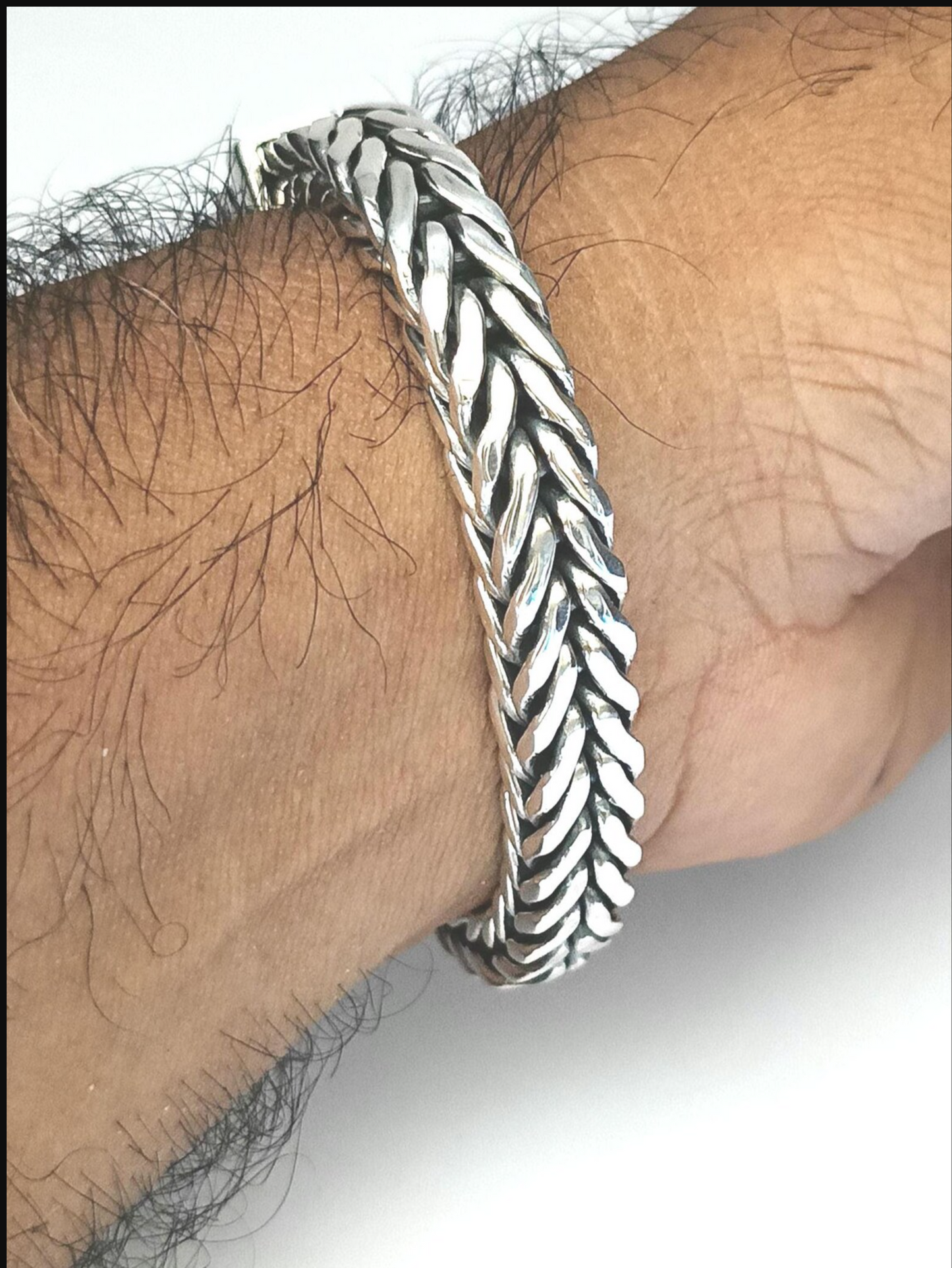 10mm Pure 925 Silver Fox Link Bracelet Men's
