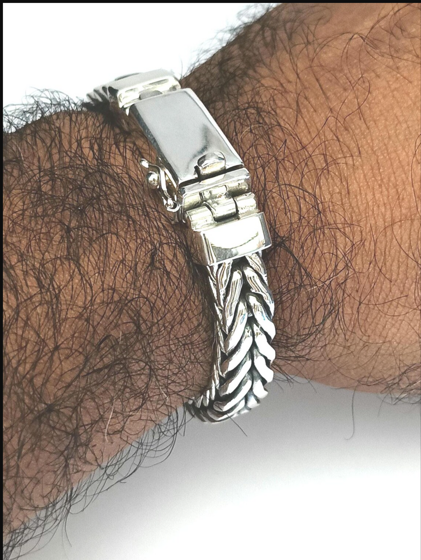 10mm Pure 925 Silver Fox Link Bracelet Men's