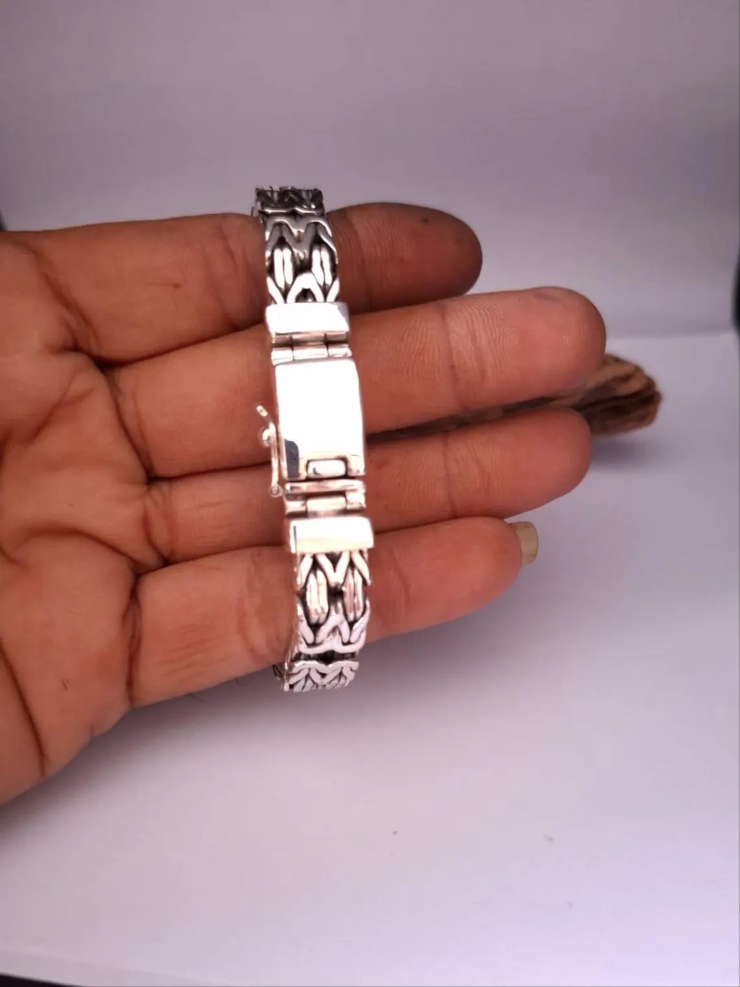 Men 925 Silver Double Link Bracelet Gift