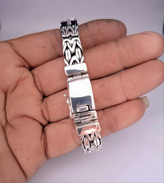 Men 925 Silver Double Link Bracelet Gift