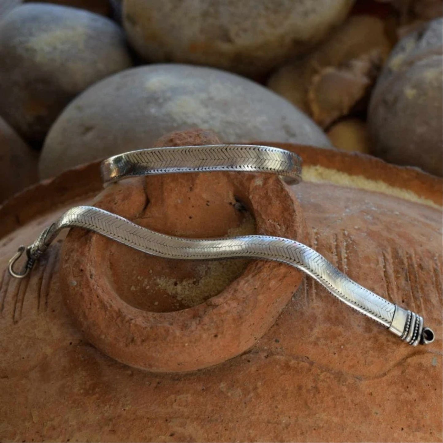 Thick Silver Bracelet for Men, Wide Flat Silver Bracelet