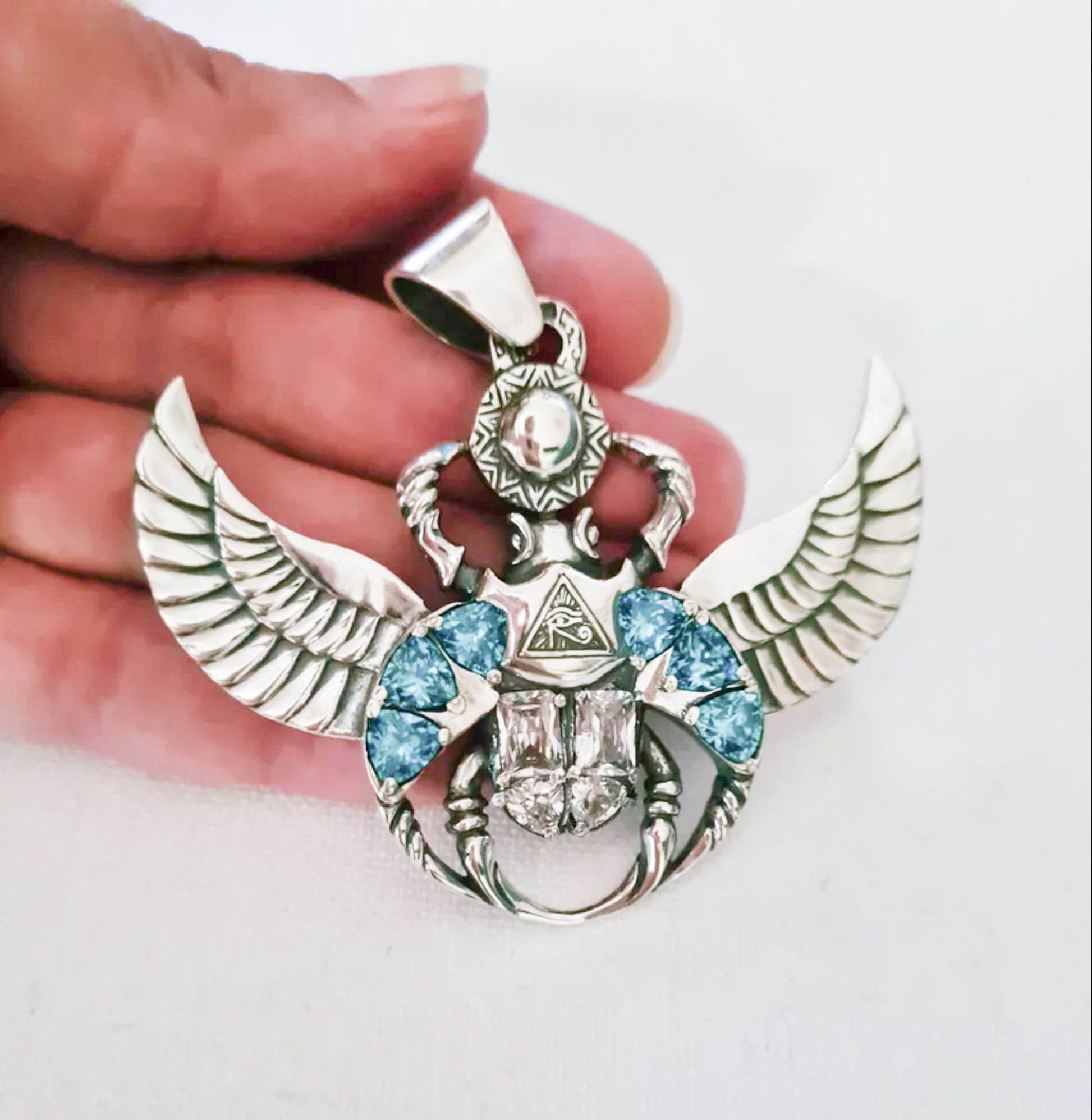 925 sterling silver pendant Scarab; Egyptian pendant scarab beetle; scarab beetle necklace; Egyptian silver amulet; silver scarab 