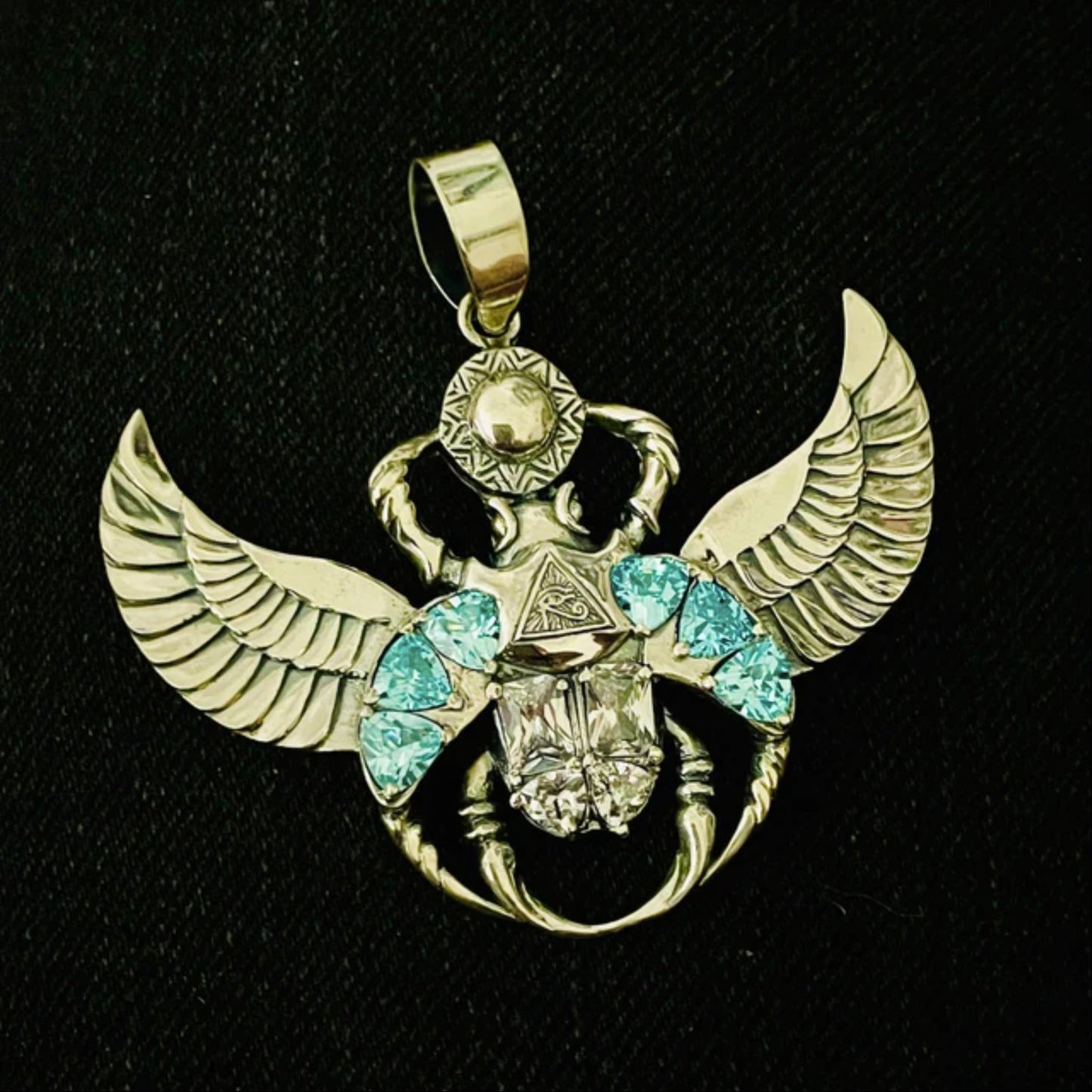 925 sterling silver pendant Scarab-Egyptian pendant scarab beetle necklace