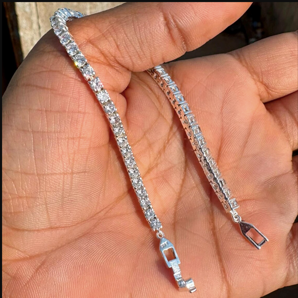 Real 925 Sterling Silver Tennis Bracelet BEST GIFT