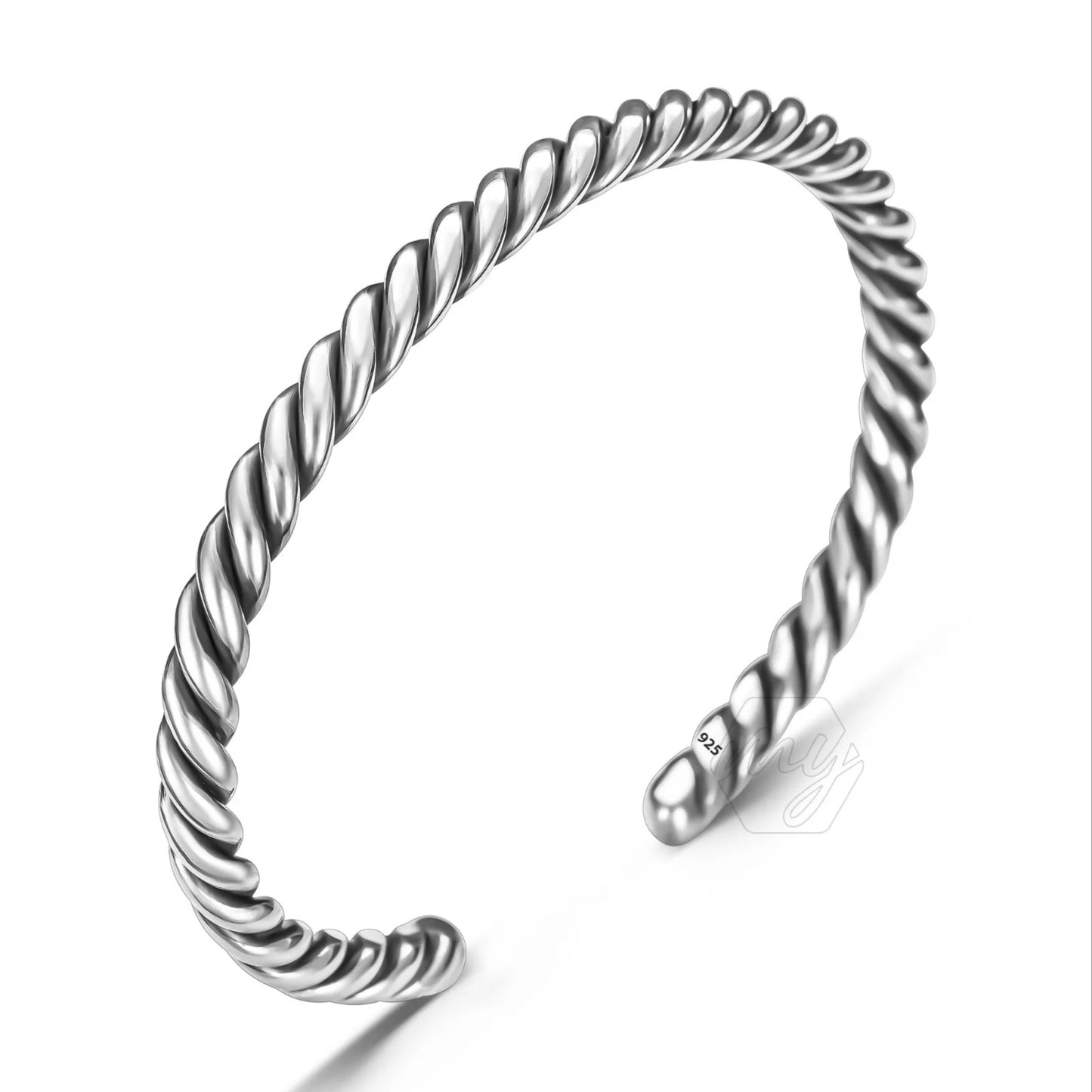 Twisted Wire 925 Silver Cuff Bracelet